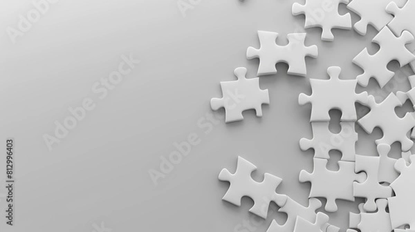 Fototapeta puzzle pieces scattered on white background