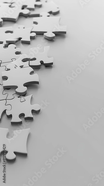 Fototapeta puzzle pieces scattered on white background
