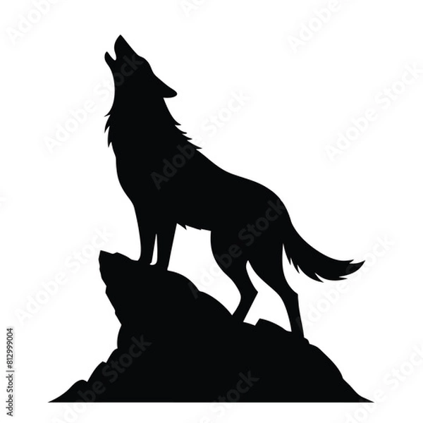 Fototapeta Wolf howling vector silhouette 