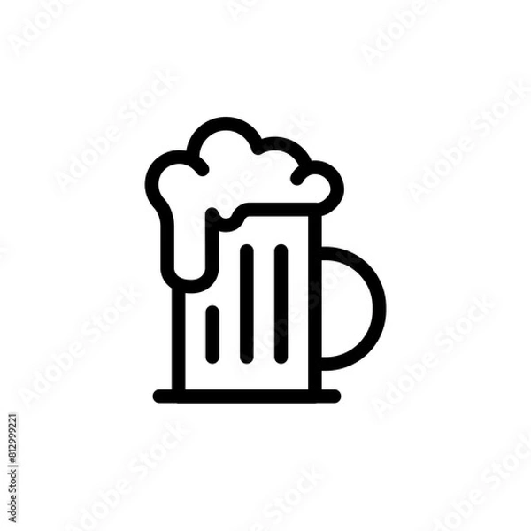 Fototapeta Beer vector line icon. Food icon collection. Thin signs for restaurant menu. Pixel perfect 64x64. Editable Strokes