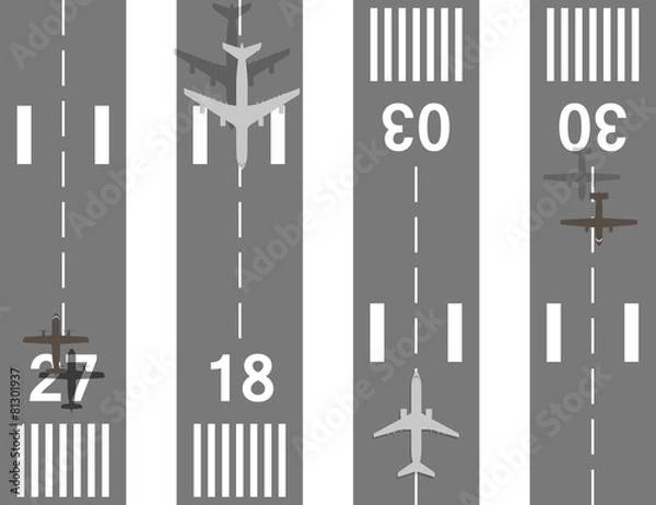 Obraz Takeoff and landing airplanes vector set