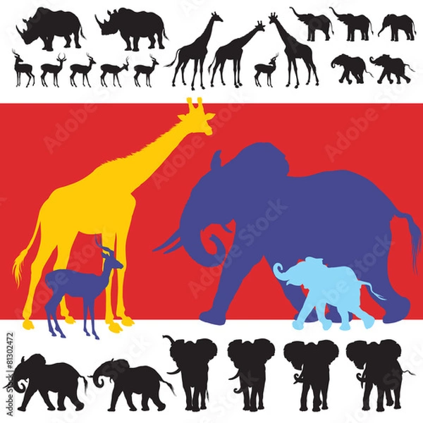 Obraz African Animals Silhouettes