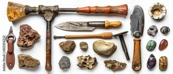 Fototapeta Stateoftheart archaeological tools unearth mysterious relics using cuttingedge imaging technology, isolated on white