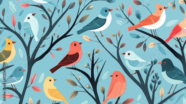 Fototapeta Bird Image, Pattern Style, For Wallpaper, Desktop Background, Smartphone Cell Phone Case, Computer Screen, Cell Phone Screen, Smartphone Screen, 16:9 Format - PNG