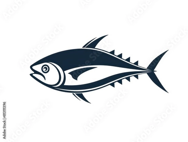 Obraz tuna fish line logo design on white background