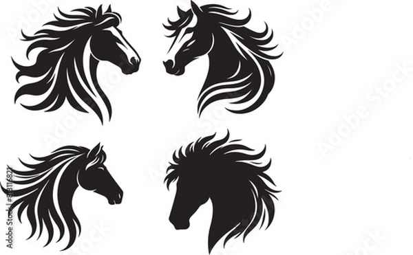 Obraz shilhouette horse vector ilustration black and white colour design