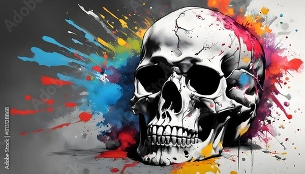 Fototapeta skull splash art