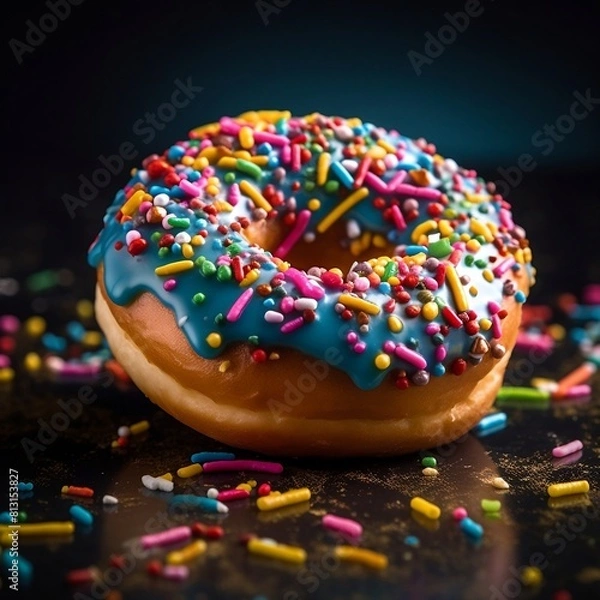 Fototapeta donut with icing and sprinkles