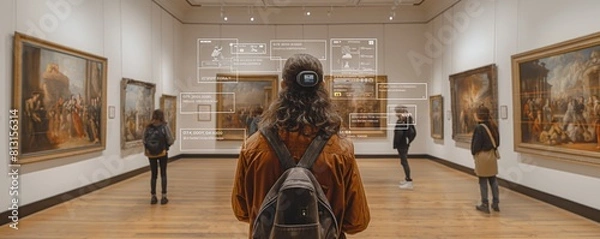 Obraz Visitor with augmented reality in museum