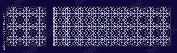 Fototapeta Arabesque decorations set. Arabic template ornament vector illustration. Ramadan Karrem, Eid Mubarak greeting card design element. Decorative islamic border pattern. Luxury eastern style motif