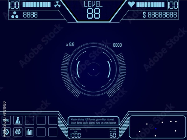 Fototapeta Elementy wektorowe do gry Space Shooter