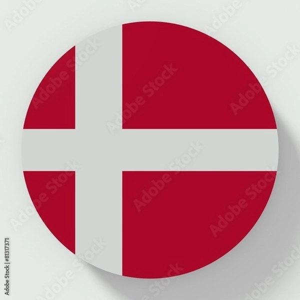 Fototapeta button Denmark flag isolated on white background