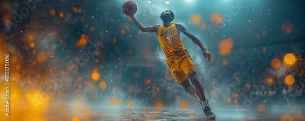 Obraz Basketball player in action on fiery court