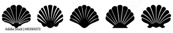 Fototapeta Sea shell icon set. Vector illustration isolated on white background