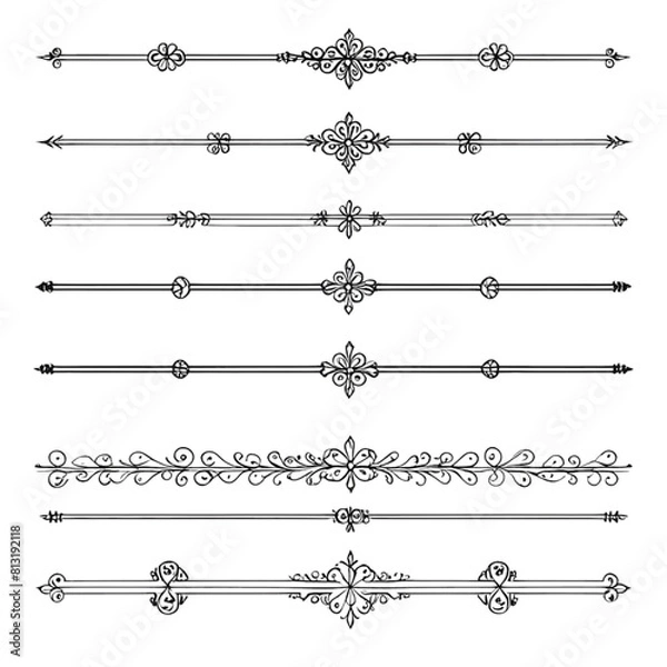 Fototapeta Abstract divider vintage decorative line art set vector	