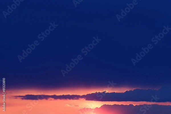Obraz Beautiful view of sunset sky over trees and house