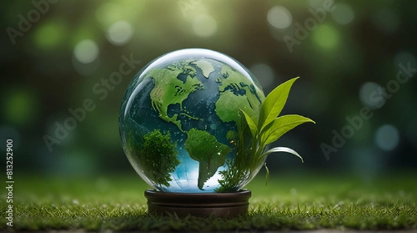 Fototapeta glob of earth concept of environment protect green environment. Generative. Ai
