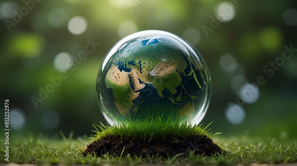 Fototapeta glob of earth concept of environment protect green environment. Generative. Ai