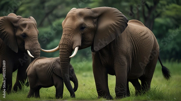 Fototapeta elephants in the savannah need beautiful environment .Generative. Ai