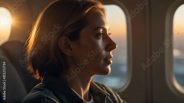 Fototapeta woman looking out of window environment of earth. Generative. Ai