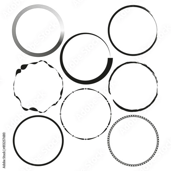 Obraz Variety of Circle Vectors Set. Assorted frames collection. Geometric line borders.