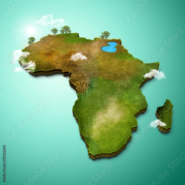 Obraz Realistic 3D Map of Africa