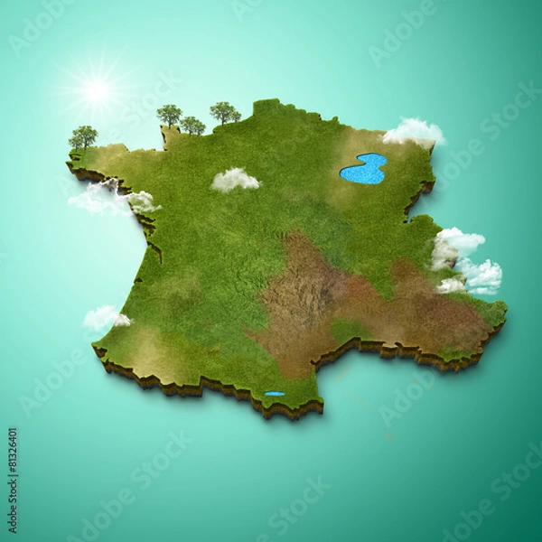 Obraz Realistic 3D Map of France