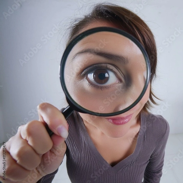 Obraz woman with magnifying glass