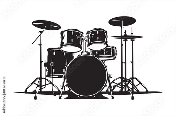 Obraz Classic Music drum kit Silhouette Vector. Drum silhouette vector.