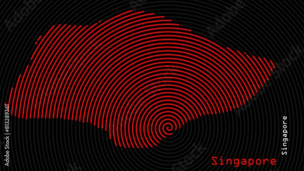 Obraz A map of Singapore, with a dark background and the country's outline in the shape of a colored spiral, centered around the capital. A simple sketch of the country.