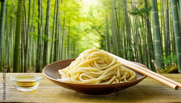 Obraz 日本の代表的な家庭料理の冷たいざるうどん