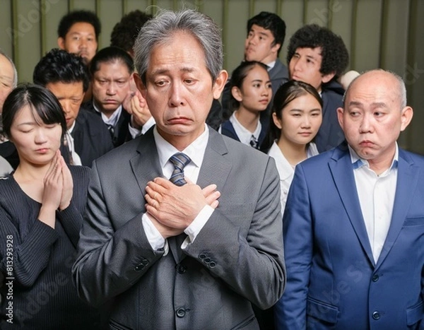 Obraz 悲しむビジネスマンと囲む人々