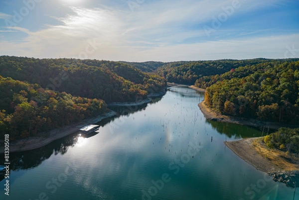 Fototapeta Aerial view of the Hobbs State Park-Conservation Area landscape