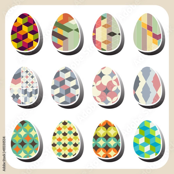 Fototapeta easter eggs retro pattern set