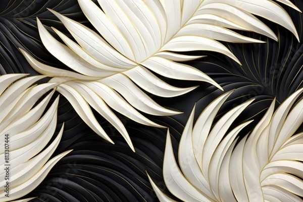 Obraz a close up of a black and white feathered background.
