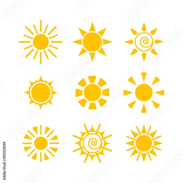 Fototapeta Vector of various sun shapes