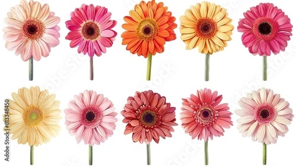 Obraz flower and leaves with watercolor assets on a white background,flower and nature motifs