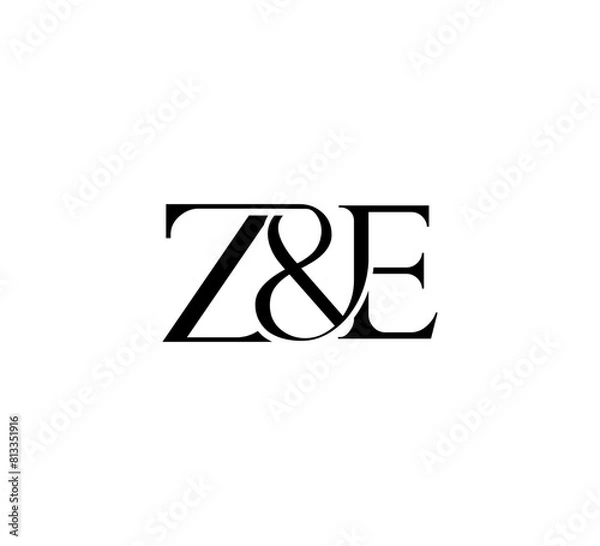 Fototapeta Initial Letter Logo. Logotype design. Simple Luxury Black Flat Vector ZE