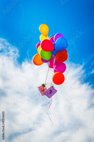 Fototapeta colorful balloon on blue sky