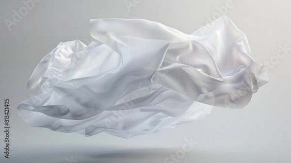 Fototapeta Floating Elegant White Fabric Cut Out in 8K Resolution

