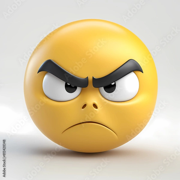 Obraz 3D yellow angry emoji face