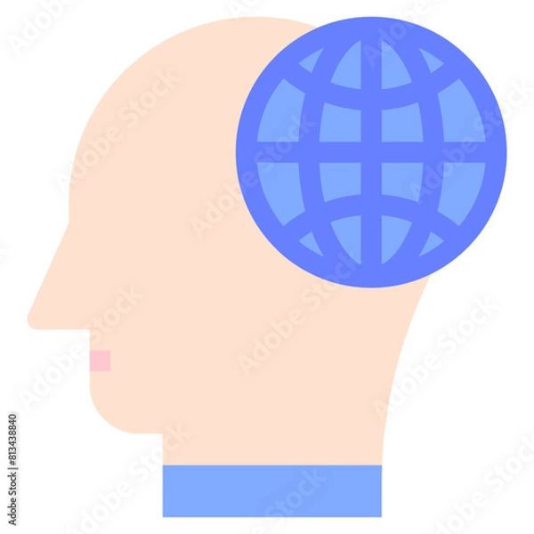 Fototapeta Vector Icon global thinking, mind, thought, user, human brain