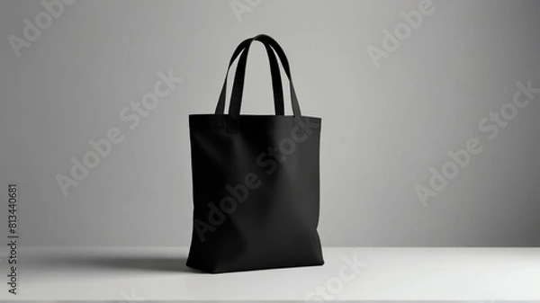 Fototapeta The tote can be made from a fabric or eco linen and mocked up 3d. The totebag can be isolated on a white background, and a cotton shopping bag can be made from a black cotton material for use in