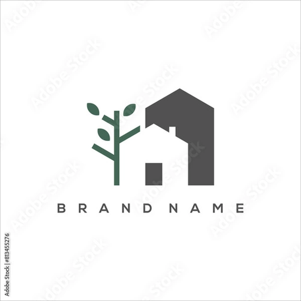Fototapeta tree house and building logo vector