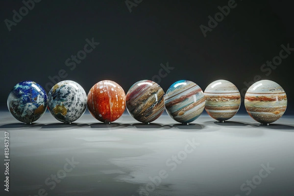 Fototapeta Generative ai on theme of parade of planets in solar system, bright stars glow in atmosphere