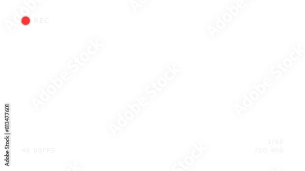 Fototapeta Camera recording screen overlay on transparent background, mirrorless cam viewfinder frame animation template, digital video recorder user interface display with setting for production design
