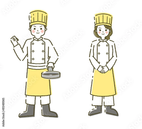 Fototapeta コックの男女 イラスト素材 イラストセット
