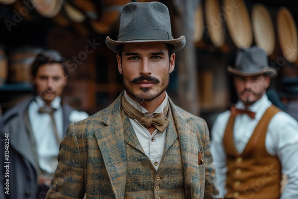 Fototapeta Old Photo of Victorian Gentlemen, Generative AI