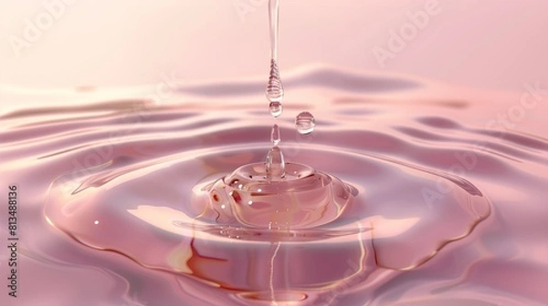 Fototapeta Water or vitamins drip onto the surface of the water. Serum concept for revitalizing the skin and reducing sagging skin cells.