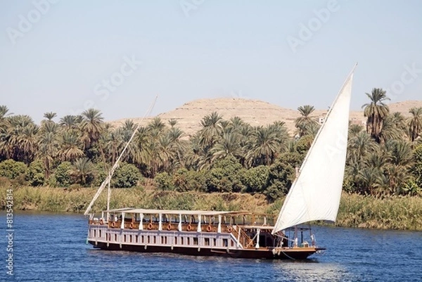 Fototapeta Nile cruises by dahabeah along the Nile river between Luxor and Aswan, Egypt